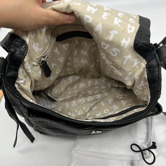 Aimee Kestenberg Leather Shoulder Bag Fifth Avenue Black Croco - Picture 10 of 14